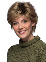 R24/18BTRT8 Light ash brown blended and tipped with medium gold blonde highlights with medium gold brown roots.