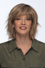 RH12/26RT4 light brown with chunky golden blonde highlights and dark brown roots