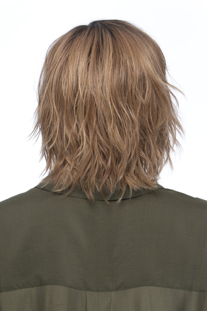 RH12/26RT4 light brown with chunky golden blonde highlights and dark brown roots