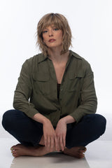 RH12/26RT4 light brown with chunky golden blonde highlights and dark brown roots