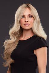 12FS8 Medium Natural Gold Blonde, Light Gold Blonde, Pale Natural Blonde Blend, Shaded with Dark Brown